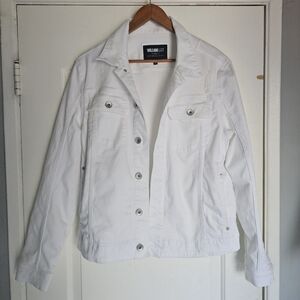 Men's William Rast Denim Biker Incredible Whife Flex Jacket Large.